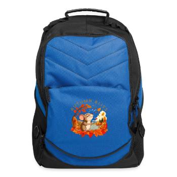 Autumn Bliss Mouse in Fall Leaves - Computer Backpack - royal blue - Front
