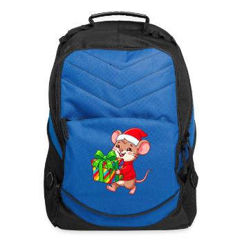Cheerful Holiday Mouse Gift - Computer Backpack - royal blue - Front