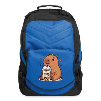 Capybara Sipping Boba Delight - Computer Backpack - royal blue - Front