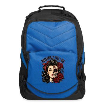 Rockabilly Sugar Skull Pinup till I die - Computer Backpack - royal blue - Front