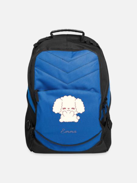 Emma the Fluffy Poodle - Computer Backpack - royal blue