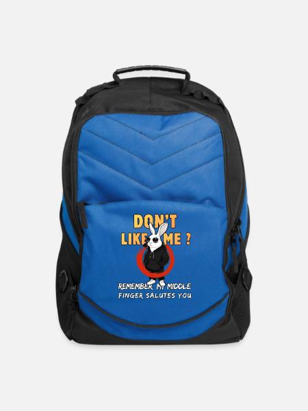 Funny Sarcastic Bunny Middle Finger Salute - Computer Backpack - royal blue