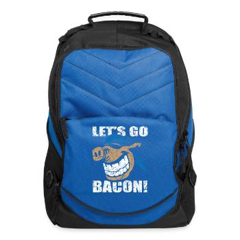 Funny Let s Go Bacon Hog Design Parody - Computer Backpack - royal blue - Front