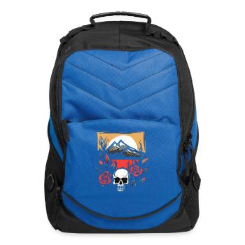 zen cartoons japan skull and roses - Computer Backpack - royal blue - Front