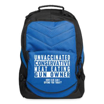 UNVACCINATED CONSERVATIVE MEAT EATING GUN OWNER - Computer Backpack - royal blue - Front