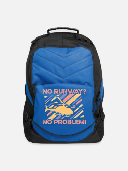 No Runway No Problem Helicopter - Computer Backpack - royal blue