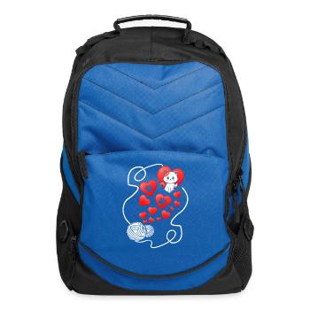 Valentines Day Shirt, Cat Paw Heart Yarn Cute - Computer Backpack - royal blue - Front