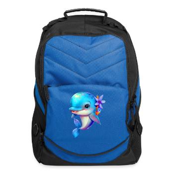 Colorful Dolphin Shirt for Women Men Kids Girls - Computer Backpack - royal blue - Front