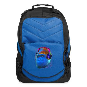 Gorilla with headphones low poly pop art - Computer Backpack - royal blue - Front