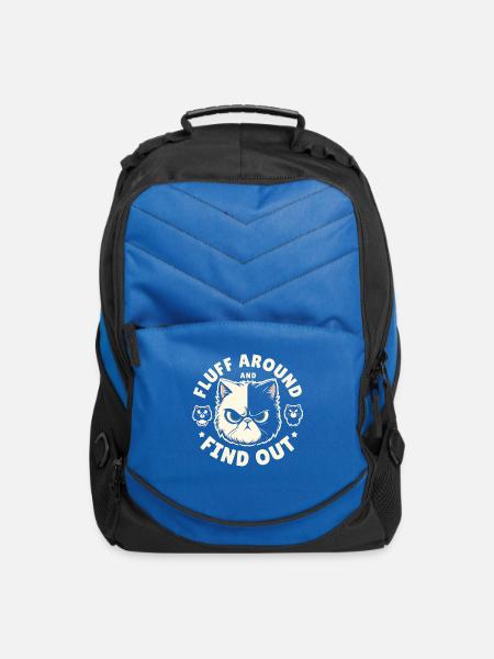 Funny Fluff Around and Find Out, Grumpy Kitty - Computer Backpack - royal blue