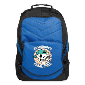 Funny Skull Retro Humor Somebody's Feral Child - Computer Backpack - royal blue - Front