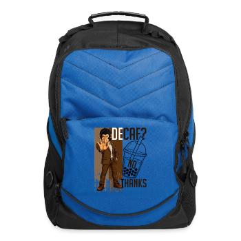 Decaf? No Thanks Funny Coffee Lover Monkey T-Shirt - Computer Backpack - royal blue - Front