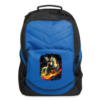 Space Raccoon Riding unicorn - Computer Backpack - royal blue - Front