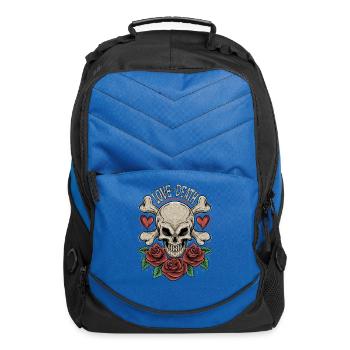 Love To Death Skull And Rose - Computer Backpack - royal blue - Front