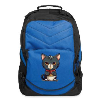 Cat Eating Noodle - Computer Backpack - royal blue - Front