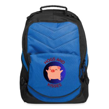 Hogs And Kisses Cute Hugs And Kisses Pig Pun - Computer Backpack - royal blue - Front