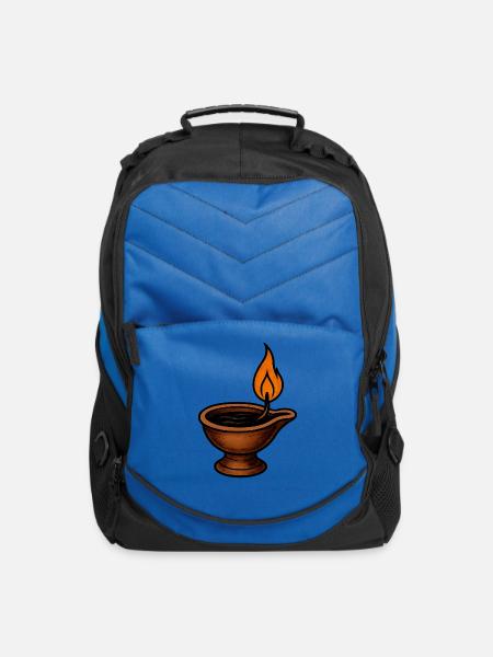 Diya Flame: Warm Indian Lamp - Computer Backpack - royal blue