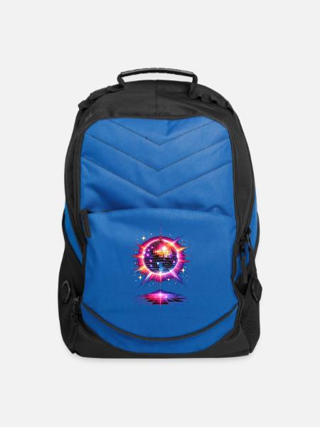 Disco Ball Neon 80s Design - Computer Backpack - royal blue