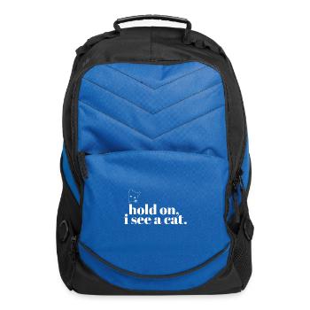 Cute Black Cat Hold On I See A Cat Paw Kitty Cat - Computer Backpack - royal blue - Front