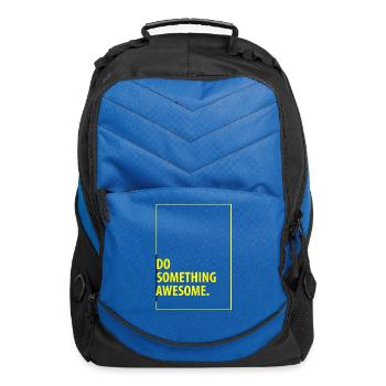 Bold Motivational Do Something Awesome Quote - Yel - Computer Backpack - royal blue - Front