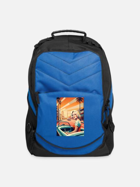 Vintage Sunset Drive Portrait - Computer Backpack - royal blue