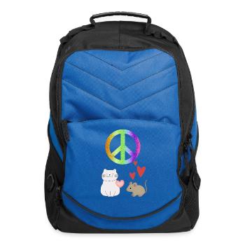 Peace symbol cat and mouse - Computer Backpack - royal blue - Front