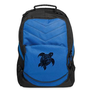Vintage Abstract Wild Tattoo Turtle - Computer Backpack - royal blue - Front