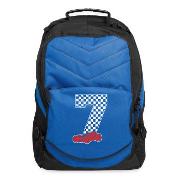 Checker Seven Race Car - Computer Backpack - royal blue - Front