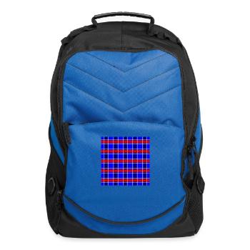 Red, White, and Blue Plaid - Computer Backpack - royal blue - Front