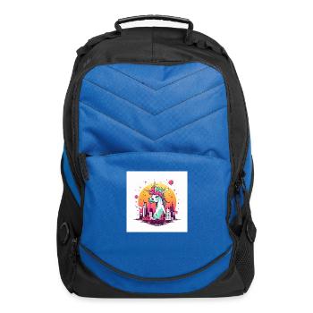 Angry Monster Unicorn Destroy The City - Computer Backpack - royal blue - Front