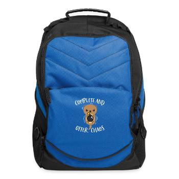 Complete and Otter Chaos Funny Cute Sea Otter Pun - Computer Backpack - royal blue - Front