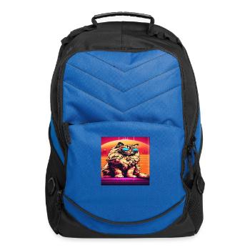 Cat with sunglasses in a retro style - Computer Backpack - royal blue - Front