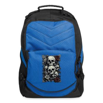 skulls and roses - Computer Backpack - royal blue - Front