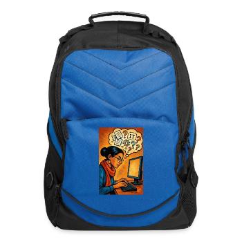 Women Coder Brainstorming at Computer - Computer Backpack - royal blue - Front