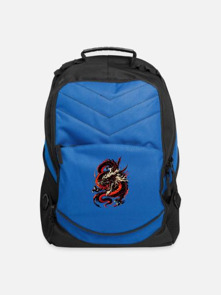 Crimson Ember Dragon - Computer Backpack - royal blue