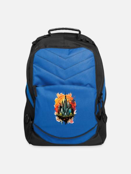 City Skyline Splash Watercolor - Computer Backpack - royal blue