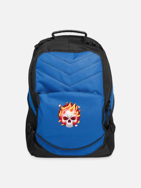 Flaming Skull - Computer Backpack - royal blue