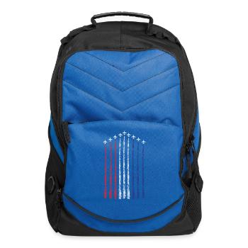 American Flag USA Fighter Jet Con Trail  - Computer Backpack - royal blue - Front