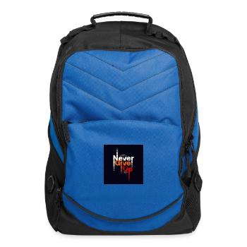 Never Give Up Motivational Typography - Computer Backpack - royal blue - Front