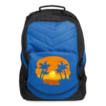 Tropical Sunset Palm Silhouette - Computer Backpack - royal blue - Front