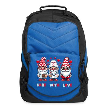 Gnome Medical Trio: Care with Love - Computer Backpack - royal blue - Front