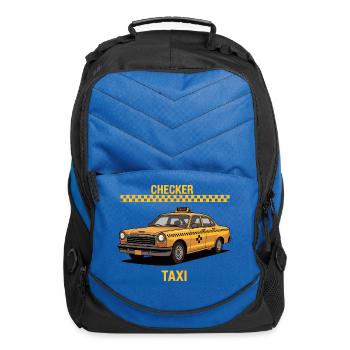 Retro Taxi Checker Design - Computer Backpack - royal blue - Front