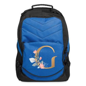 Botanical Capital Letter G - Computer Backpack - royal blue - Front