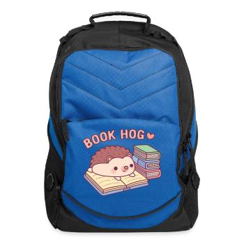 Cute Hedgehog Reading On Book Book Hog Funny - Computer Backpack - royal blue - Front