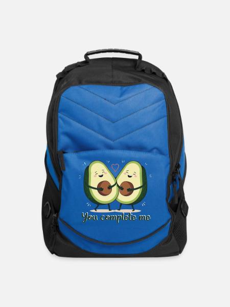 You Complete Me - Cute Avocado Couple Illustration - Computer Backpack - royal blue
