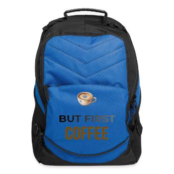 But First Coffee Latte Cup - Computer Backpack - royal blue - Front