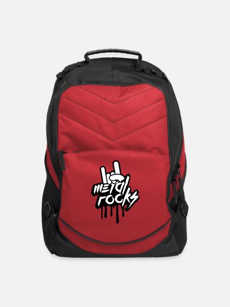 Heavy metal rocks graffiti spray drop hand gesture - Computer Backpack - red