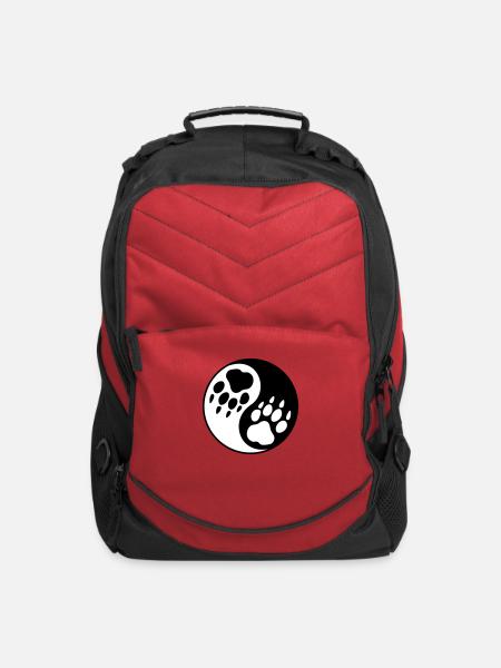 wolf paw ying yang - Computer Backpack - red