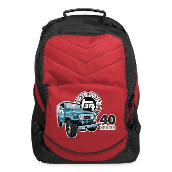 BLUE TOYOTA FJ40 WITH RETRO LOGO - Computer Backpack - red - Front