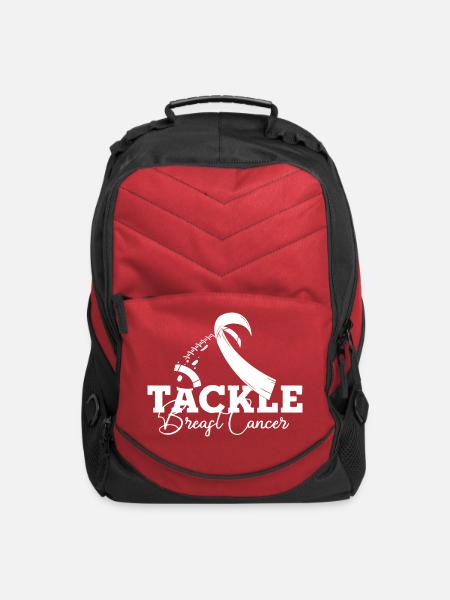 Tackle Breast Cancer Awareness Pink Ribbon - Computer Backpack - red